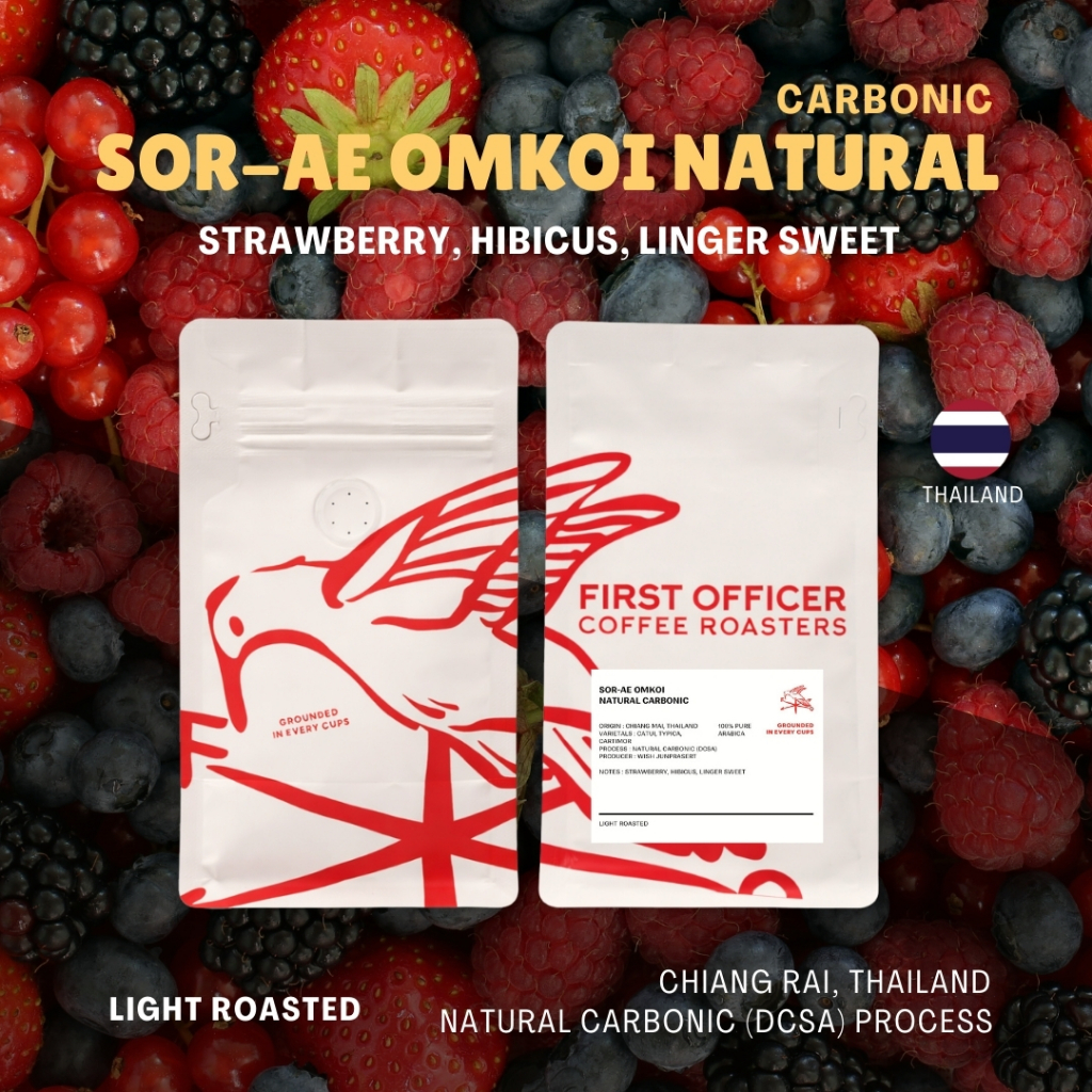 เมล็ดกาแฟ ( คั่วอ่อน ) Sor-Ae Omkoi Natural Carbonic - Light Roast [Glocal Selection]