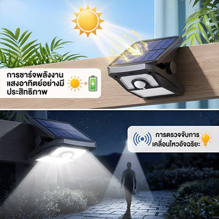 【ซื้อ 1 แถม 1】ไฟโซลาร์เซลล์แบบหนีบ 300W LED 45 ดวง เซ็นเซอร์ตรวจจับคน กันน้ำ ติดตั้งง่าย ไม่เสียค่าไฟ