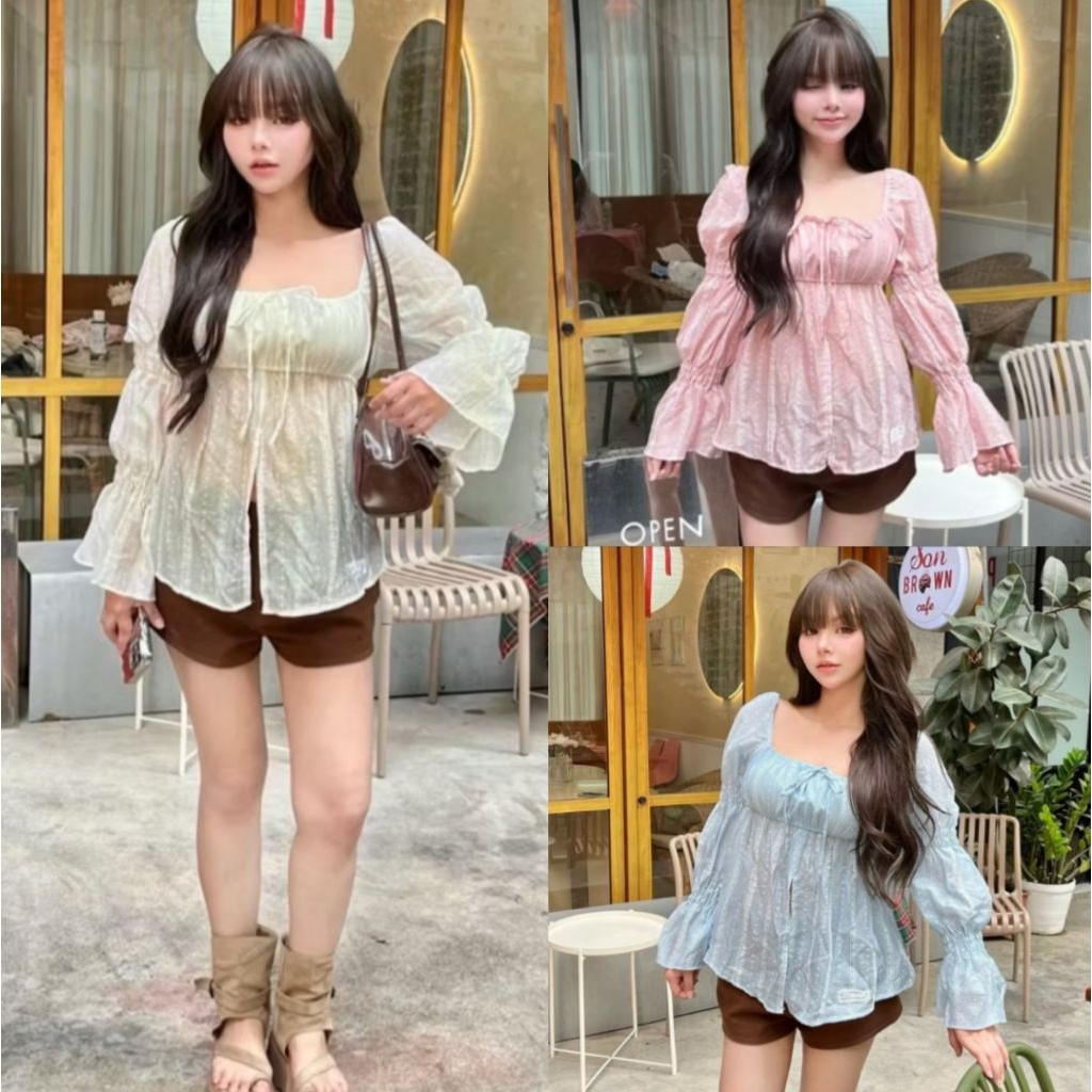 เสื้อแขนยาวตรงแขนจั้มพองๆน่ารัก