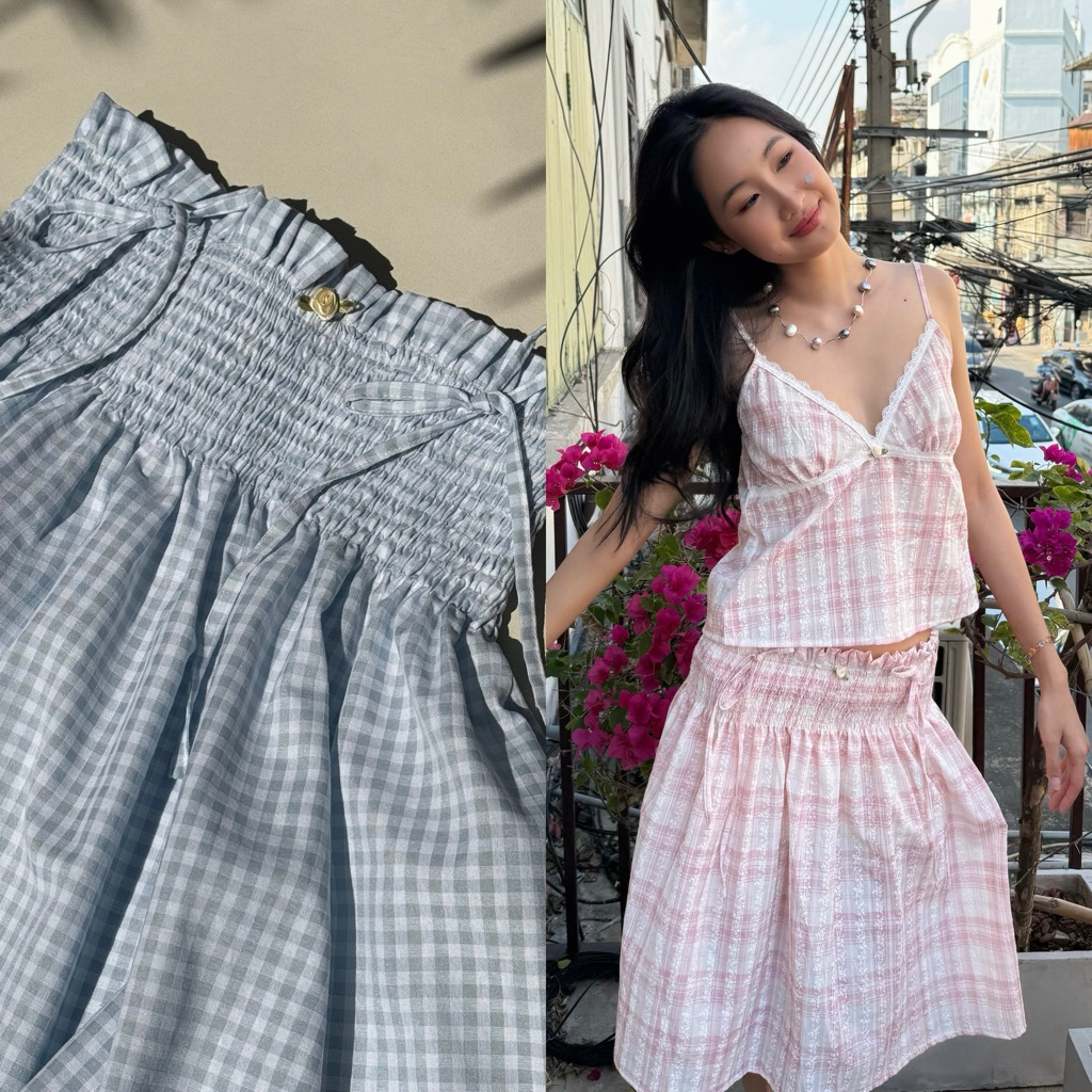 Julia midi skirt กระโปรงสม้อค ลายสก้อต gingham