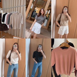 Fleur knit top  เสื้อแขนสั้น ผ้าทอนุ่มสวย เนื้อนุ่ม ใส่แล้วส…