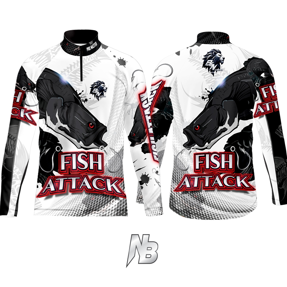 เสื้อตกปลา,ปั่นจักรยาน Set สี 52 FISH ATTACK มีให้เลือก 5 สี (สินค้าพร้อมจัดส่ง) ป้องกันแสง UV
