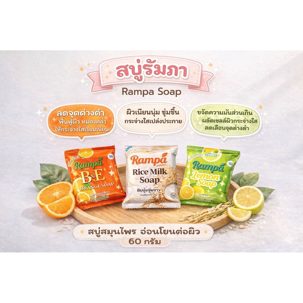 แพ็ค 6 ก้อน สบู่รัมภา RAMPA SOAP