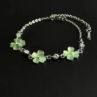L378 สร้อยข้อมือใบโคลเวอร์ 3 ดอก สัญลักษณ์แห่งความโชคดี พร้อมส่งจากไทย
