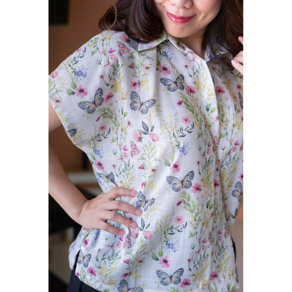 ms.cloudycotton - Cara Shirt เชิ้ตลายดอก เสื้อเชิ้ตผู้หญิง ทรงโอเวอร์ไซส์ สีสวย ผ้าเบา ใส่ไม่ร้อน