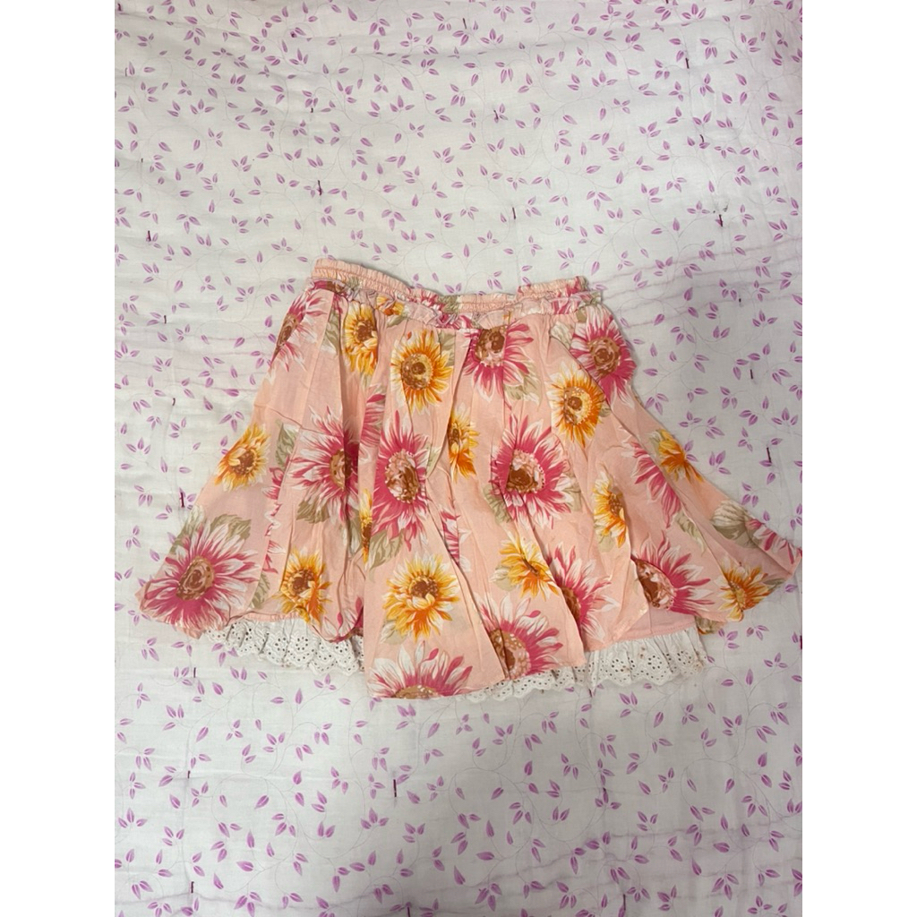 เสื้อผ้ามือสอง | Lizlisa กระโปรงสีส้มทานตะวันเลเยอร์ลูกไม้