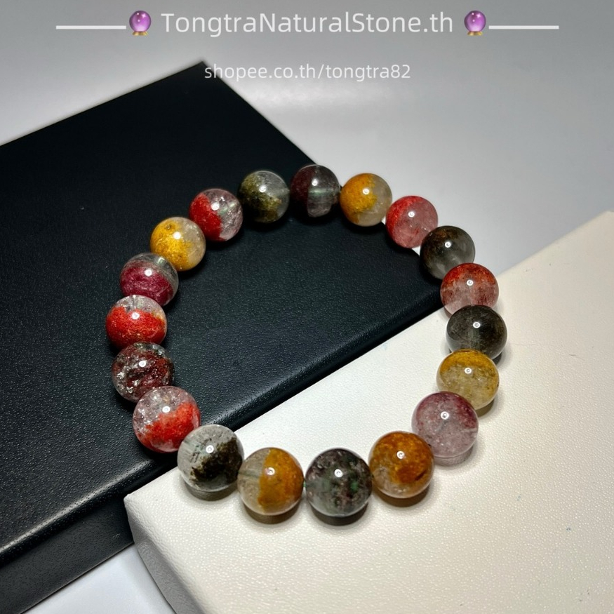 สร้อยข้อมือหิน โป่งข่าม หรือแก้วโป่งข่าม (Quartz) หินมงคล หินนำโชค หินธรรมชาติแท้