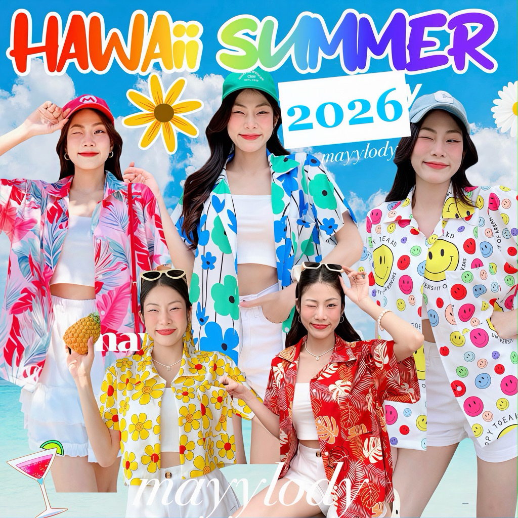 🏖mayylody🏖 #จัดส่งเร็ว ( มากกว่า30ลาย)  เสื้อฮาวาย ลายสุดฮิต ✅ อก 38 -42 นิ้ว ✅ S - XL ใส่ได้ เชิ้ตฮาวาย เสื้อสงกรานต์