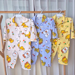 ชุดเด็กผ้ายืดลายเป็ด ขาสั้นแขนสั้น ขายาวแขนยาว พร้อมส่ง