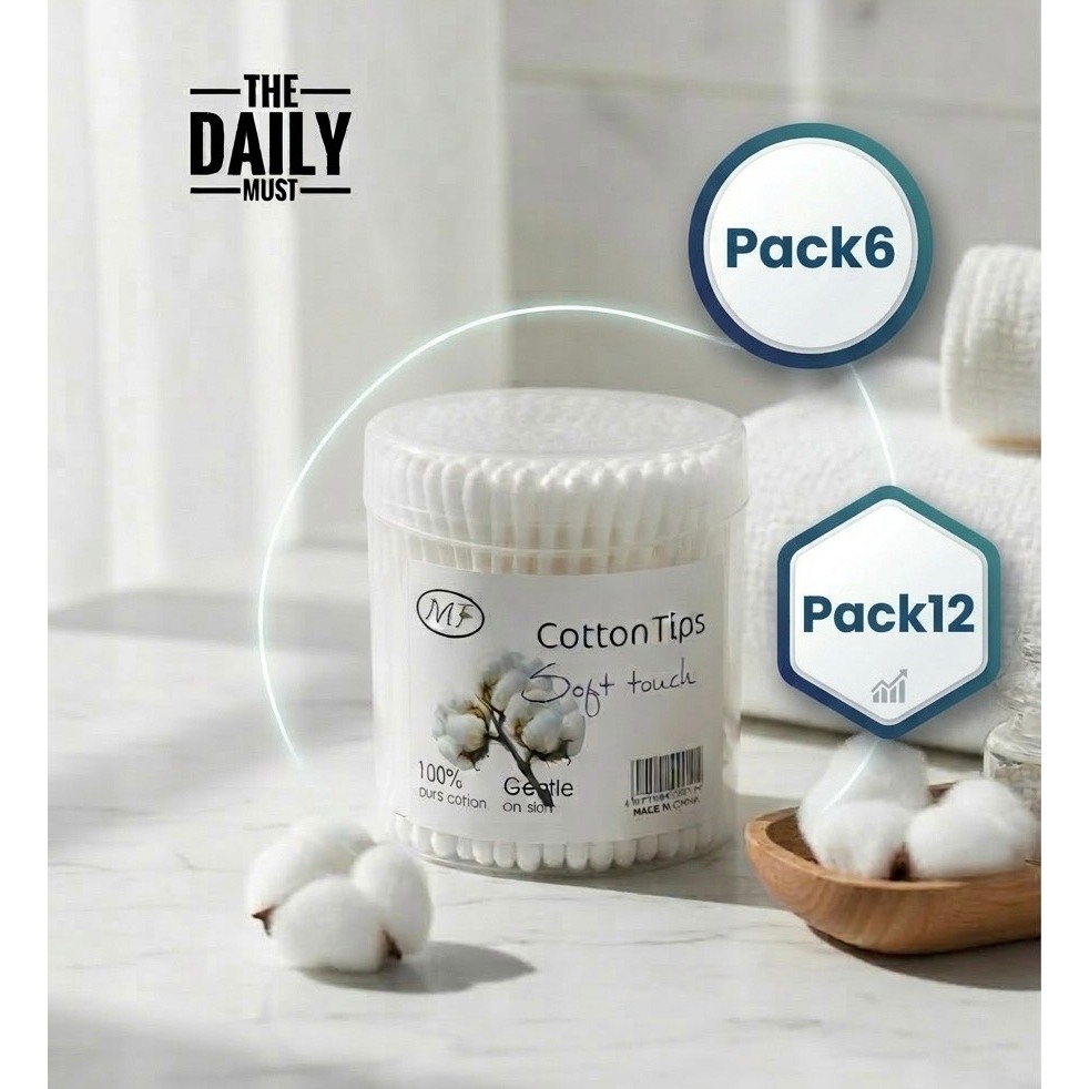 คอตตอนทิปส์ คอตตอนบัด 150 ก้าน MF ไม้ปั่นหู สำลีปั่นหู ไม้ปั่นหูก้านพลาสติก Soft touch (ุ6,12กระปุก)