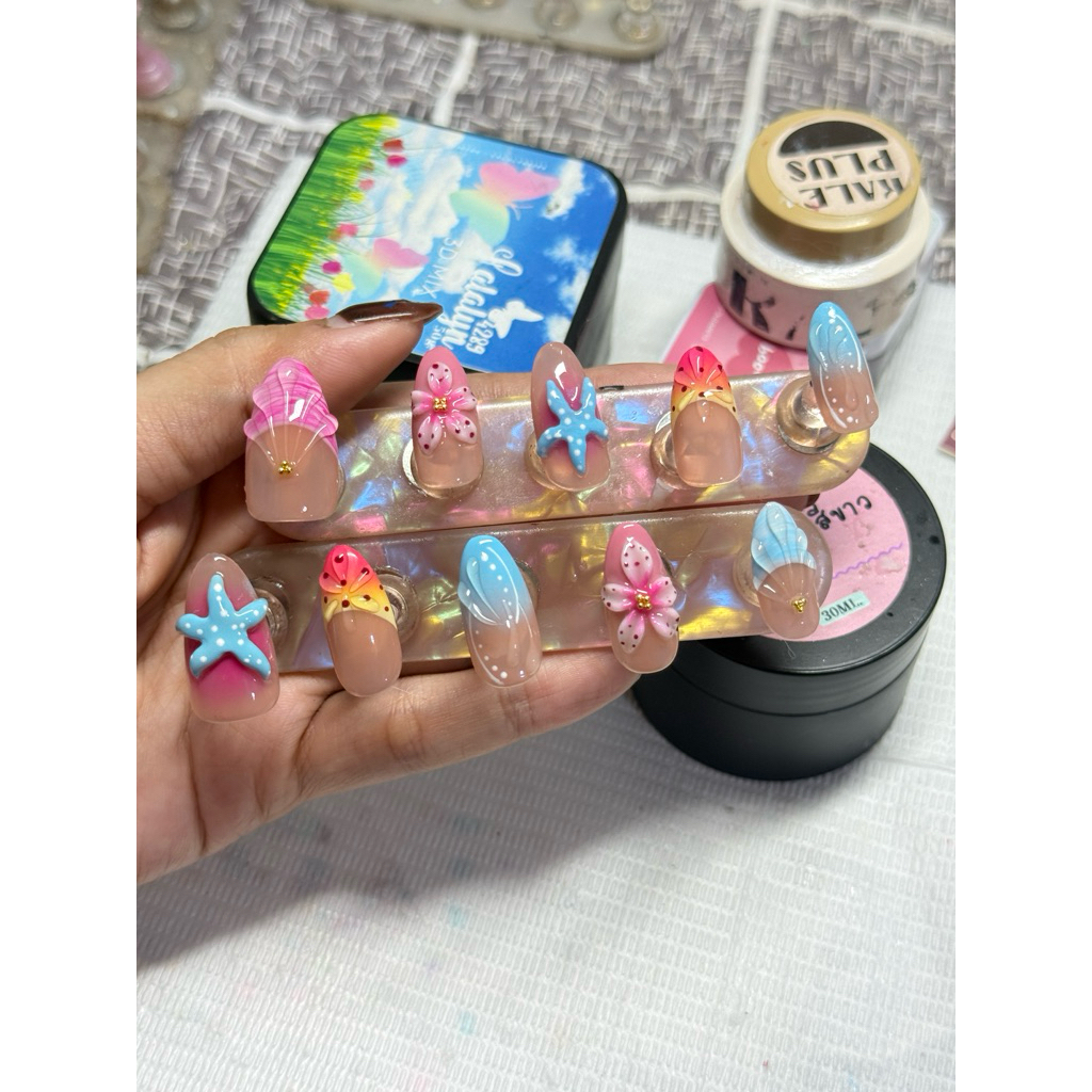ซัมเมอร์สสงกรานต์เล็บปลอมลายดอกไม้ปลาดาว🙇🏼‍♀️💓