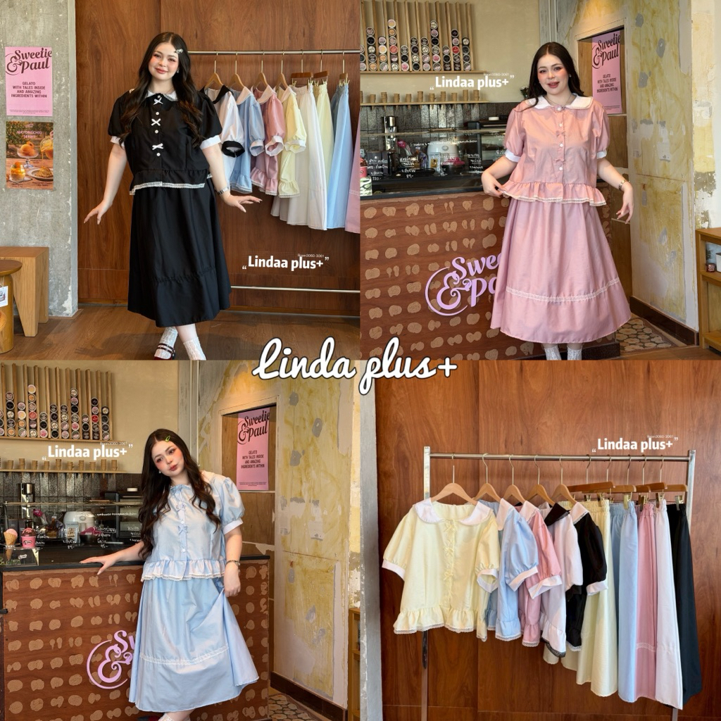 📍ส่งด่วน🛵(LD) ชุดเซ็ตเสื้อ+กระโปรงยาว น่ารักมินิมอลสุดๆงานความคุ้มค่า คาเฟ่ที่ไหนว่าแบ๊วเอาอยู่แน่นอน  สาวอวบไซด์ใหญ่