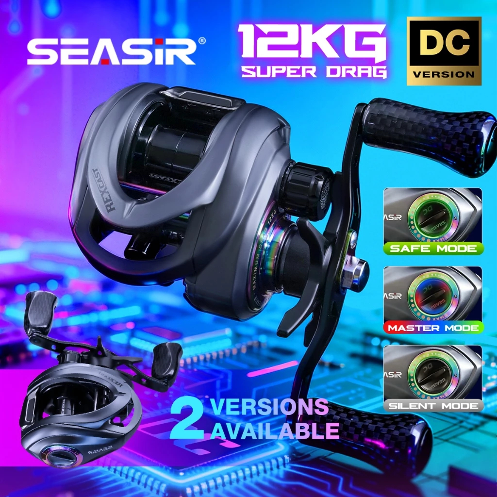 SEASIR Rexcast DC ดิจิตอล 3 โหมด 12kg แม็กซ์ คาร์บอน-ทองเหลือง 7.3:1 6+1BB ใช้ทะเลได้