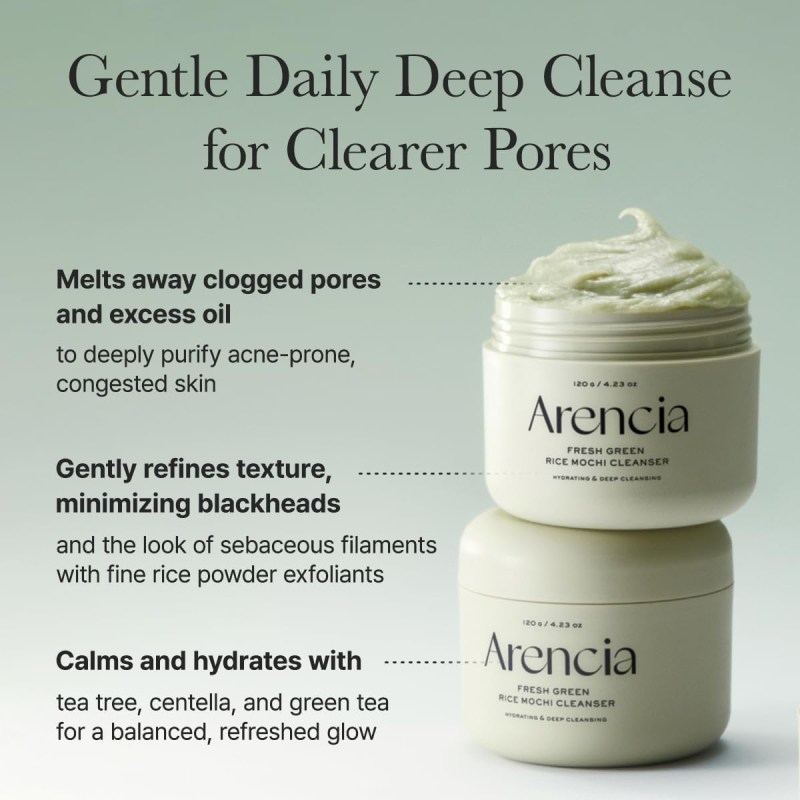 Arencia Korean Rice Mochi Face Cleanser โฟมล้างหน้า มาส์ก+สครับ ข้าวเกาหลี กรีนที มักวอร์ต ขจัดสิวเสี้ยน กระชับรูขุมขน พ ราคา ถูกที่สุด ดีลบีเคเค แกลเลอรีภาพที่ 3