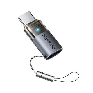 ตัวแปลง MCDODO Lightning to USB-C 60W Charging Adapter with Indicator Lights and Lanyard Gray by Banana IT