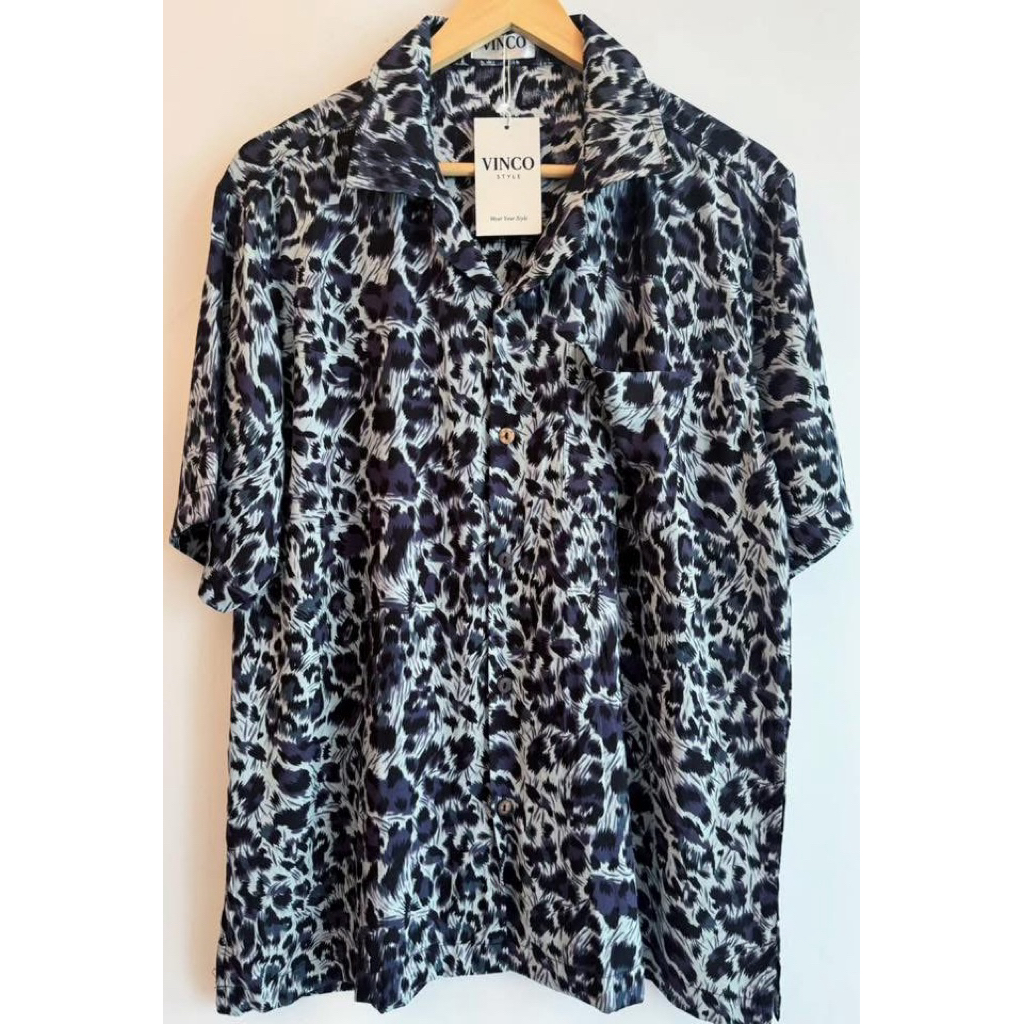 เสื้อฮาวาย🐆 VINCO STYLE🐆 Leopard Grey 🐆 V08