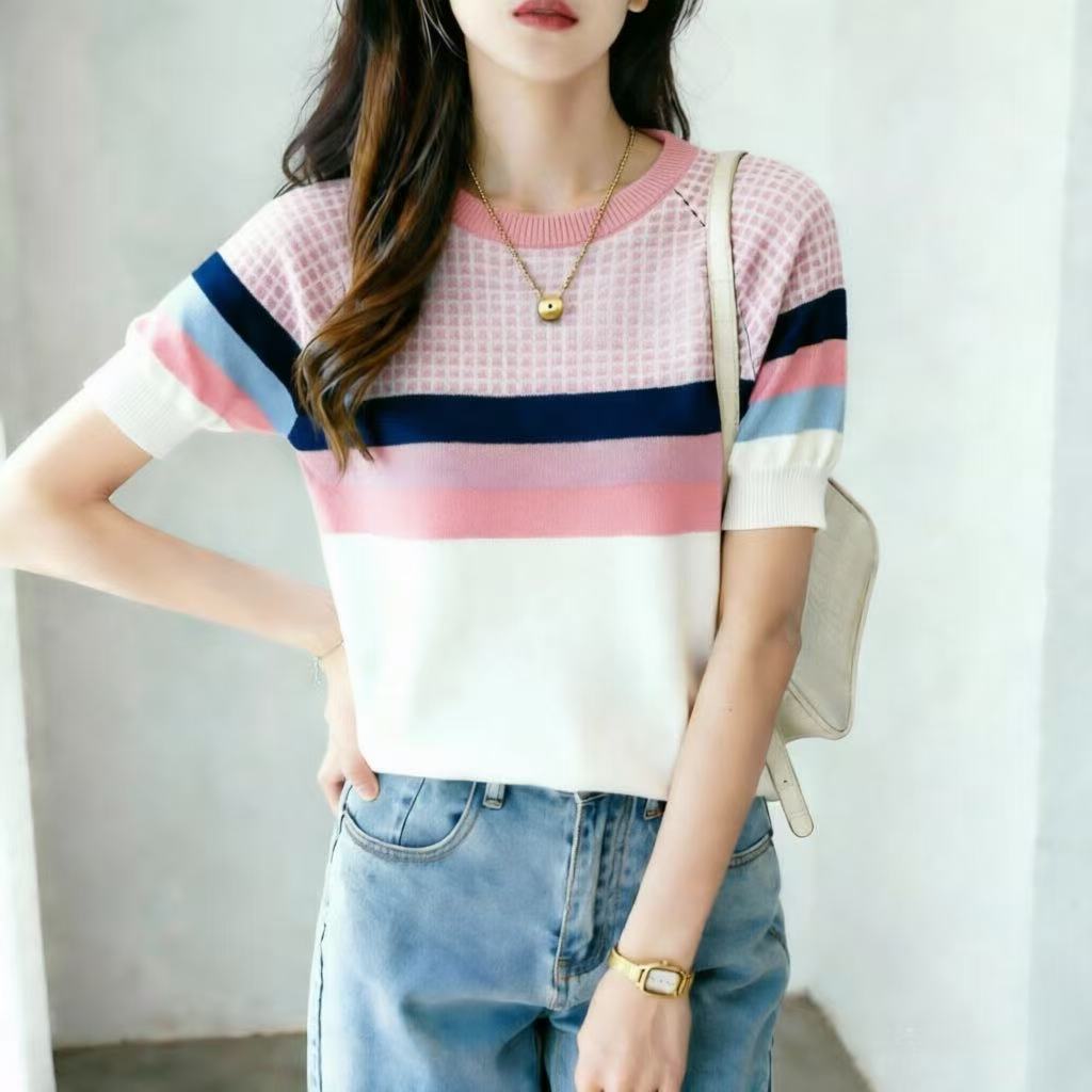 💕*Miki-Shop🔥เสื้อไหมพรม เนื้อบาง ทรงเรียบหรู   G39039 *