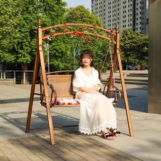 Greateffort ชิงช้าสนาม 2ที่นั่ง garden swing chair แข็งแรง ตกแต่งบ้าน/สวน ชิงช้าเหล็ก เก้าอี้โยก กระเช้าชิงช้าหวายเทียม