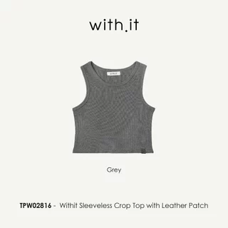 Withit Sleeveless Crop Top with Leather Patch เสื้อกล้ามครอป - TPW02816