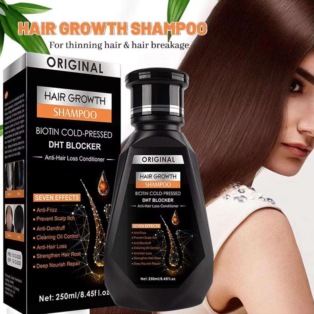 30ml 250ml น้ํามันหอมระเหยการเจริญเติบโตของเส้นผม ไบโอติน เย็นกด DHT Blocker และแชมพูปลูกผม ครีมนวดผ