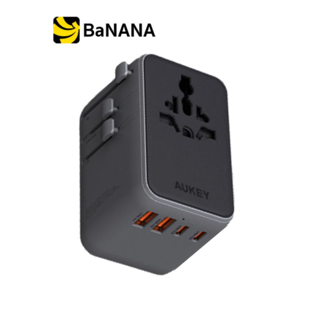 หัวแปลงปลั๊กไฟ AUKEY Globe Reel 70W GaN Universal Adapter with Retractable Cable (PA-TA14) by Banana
