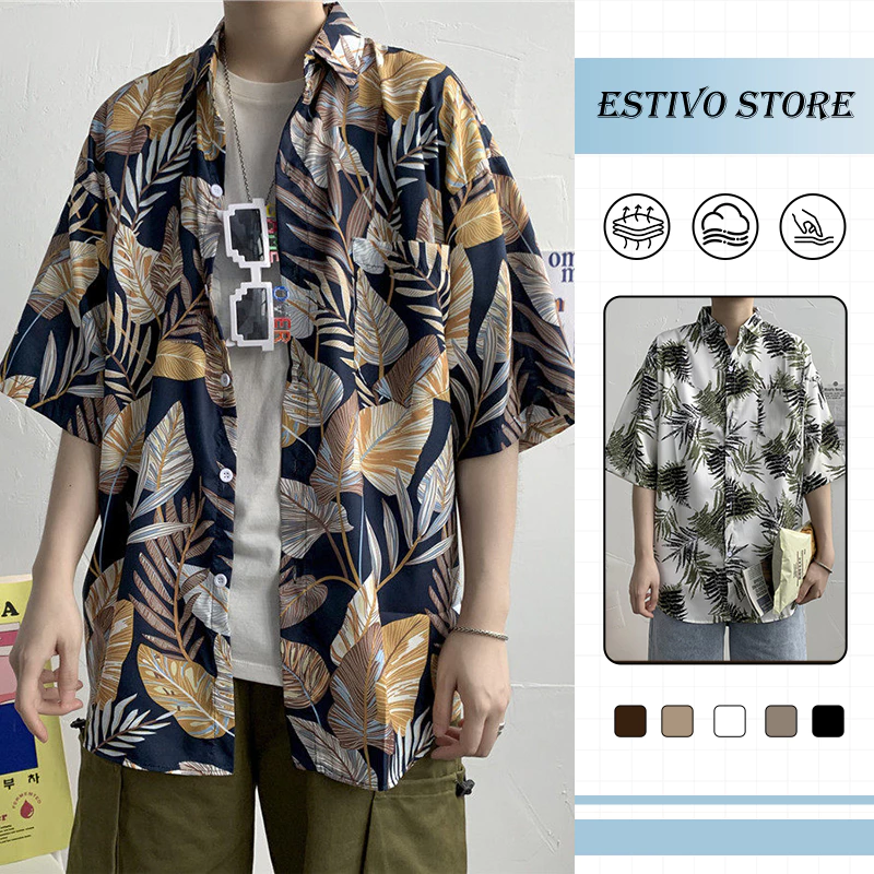สินค้าจำเป็นวันสงกรานต์! เสื้อฮาวายลายดอกไม้ บางเบ้า แห้งเร็ว ระบายอากาศดี ไม่อึดอัด