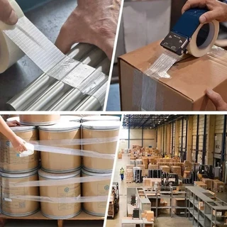 เทปกาวนาโน Filament Tape เทปใยแก้ว เทปไฟเบอร์ใส เทปเสริมแรง เทปปิดกล่อง แพ็คพัสดุ ของหนัก ไม่ขาดง่าย 25ม.