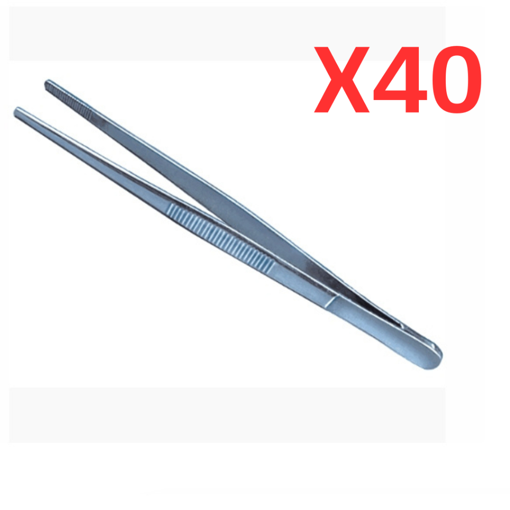 (ราคา40ชิ้น) KTD Forceps ปากคีบสแตนเลสปลายตรง 13ซม. ปากคีบทางการแพทย์ ไม่มีเขี้ยว#12206