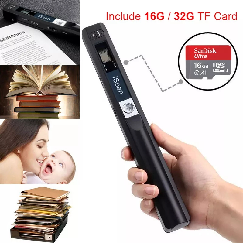 iScan เครื่องสแกนเอกสารพกพา HD รองรับ JPG/PDF มีหน้าจอ LCD สแกนหนังสือ รูปภาพ เชื่อมต่อ USB ฟรีเมม 3