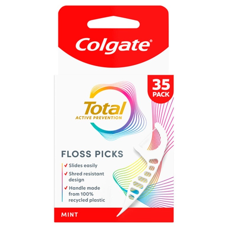 พร้อมส่ง ของแท้ Colgate Total Active Prevention Floss Pick Mint (35 Pack) (Imported)