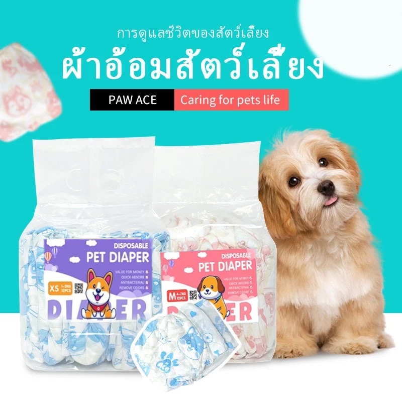 🔥จัดส่ง2วัน🔥12pcs ผ้าอ้อมสุนัข แบบใช้แล้วทิ้ง ชายและหญิง ชุดอุปกรณ์สำหรับสัตว์เลี้ยง ราคาต่อ 1 ถุง
