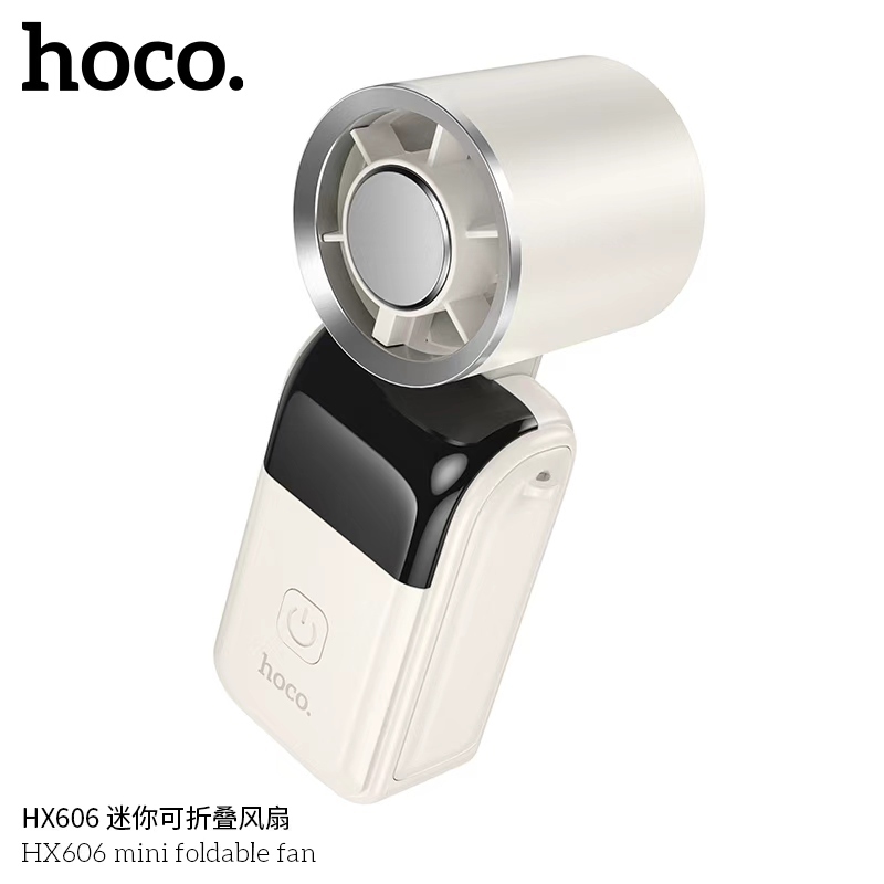 พัดลมคล้องคอ/ตั้งโต๊ะ HOCO HX606 แรงลมสูง 20,000RPM เสียงเงียบ แบตอึด มีหน้าจอ LED แสดงแบตเตอรี่ ดีไ
