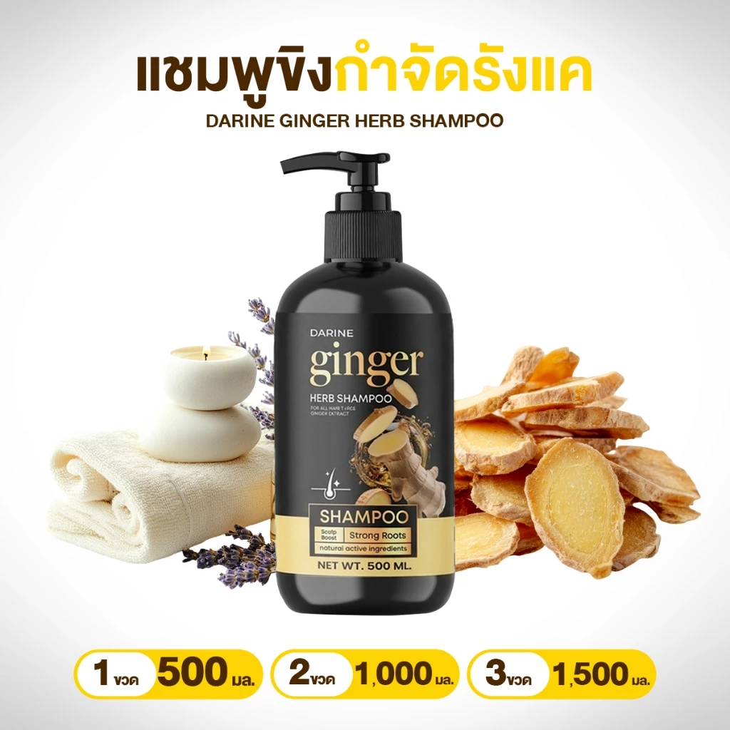 ์NAPA ginger Herb Shampoo ยาสระผมขิง ลดผมขาดหลุดร่วง แก้ปัญหาหนังศีรษะขนาด 500ML