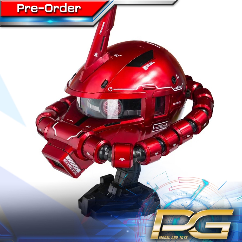 RED ZAKU HELMET มีไฟ LED และ ระบบตาแบบขยับได้