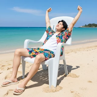 เก้าอี้พลาสติก เอนนอน เก้าอี้ชายหาด มียางกันลื่น