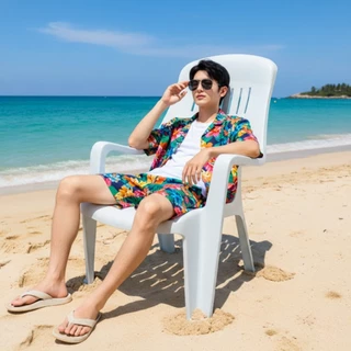เก้าอี้พลาสติก เอนนอน เก้าอี้ชายหาด มียางกันลื่น