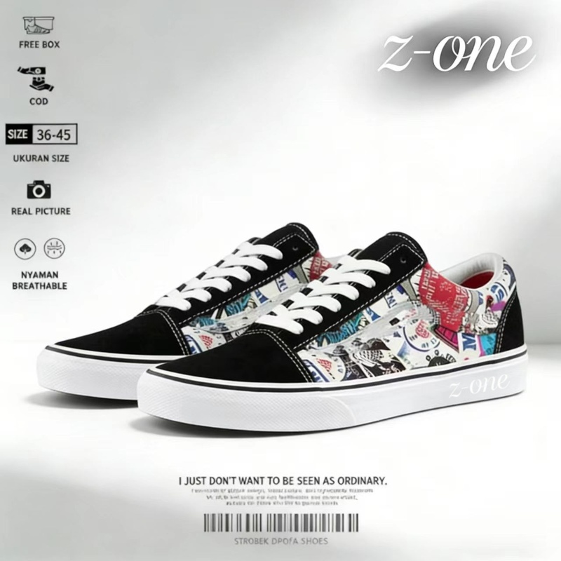 Old Skool (Classic)-พิมพ์สี ได้ทั้งชายและหญิง รองเท้าผ้าใบรองเท้าลําลอง รองเท้ากีฬา ขนาด 36-45
