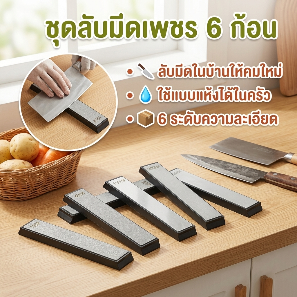 ชุดหินลับมีดเพชร ชุดเหลาหินลับที่แข็งแกร่ง ชุดเหลาอเนกประสงค์ ราคา ถูกที่สุด ดีลบีเคเค
