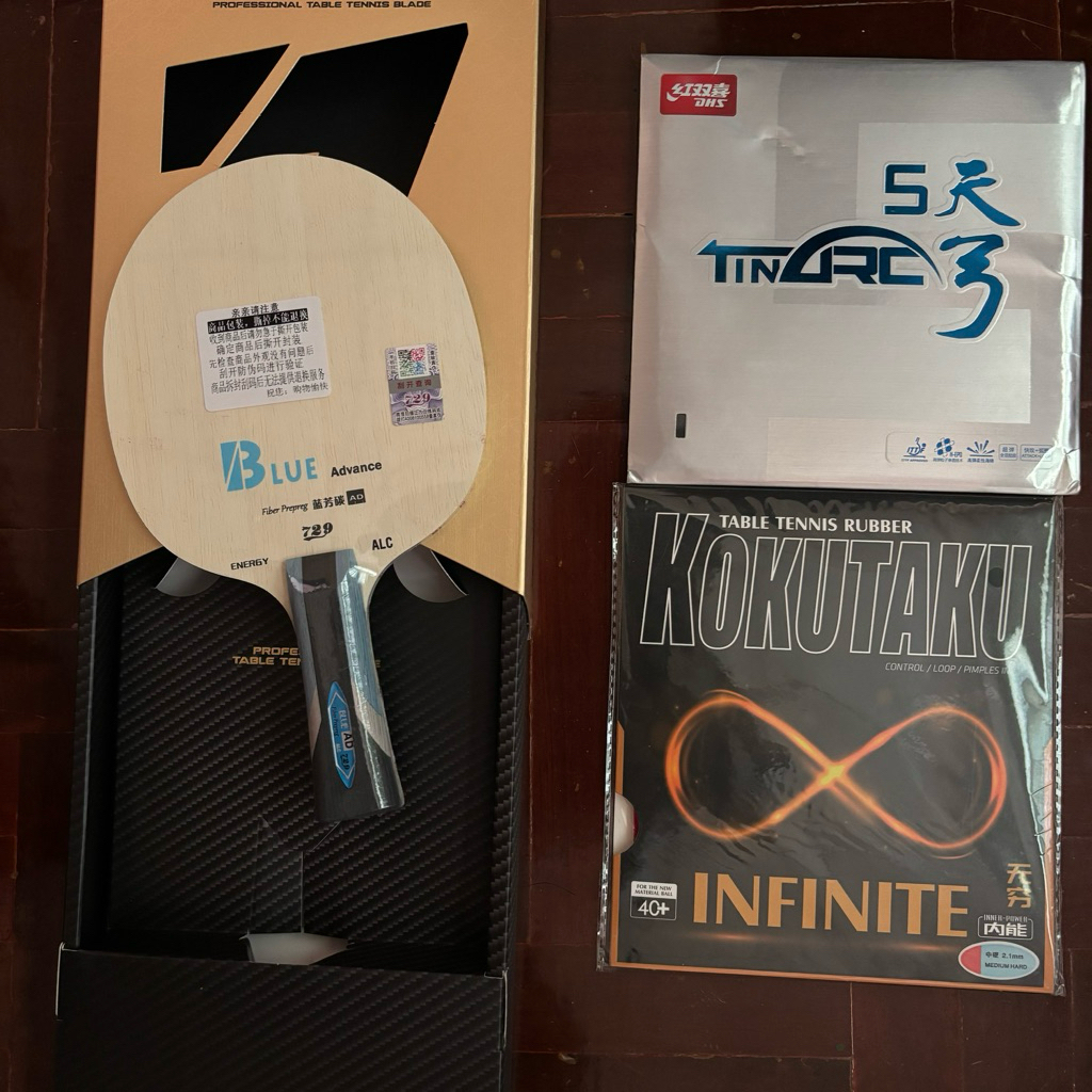 ชุดไม้ปิงปอง 729 blue advance + Dhs Tin arc 5 + kokutaku infinite