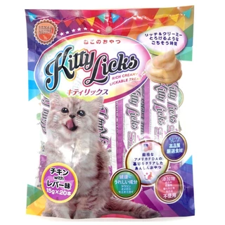 8899 Kitty Licks / คิตตี ลิค ขนมแมว ขนมแมวเลีย (รสไก่กับตับ) @ 15 กรัมX20ชิ้น **1แถม1 198บาท