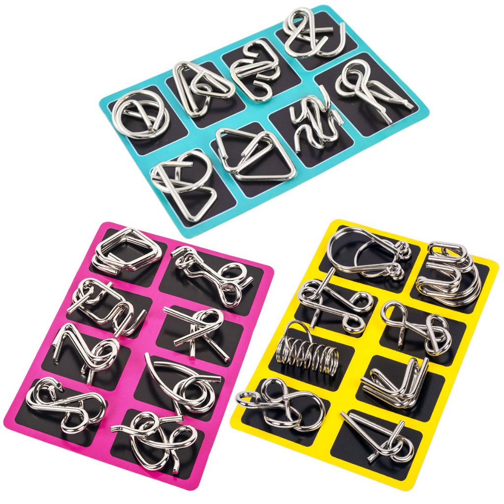 24pcs Metal Wire Puzzle Set Logical Thinking Development Metal Link Unlock Interlock Toys for Kids A