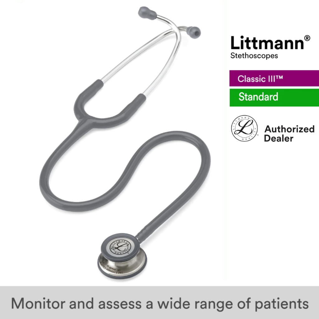 Littmann Classic III 27 inch, #5621 (Gray Tube, Standard-Finish Chestpiece Stainless Stem & Eartubes)