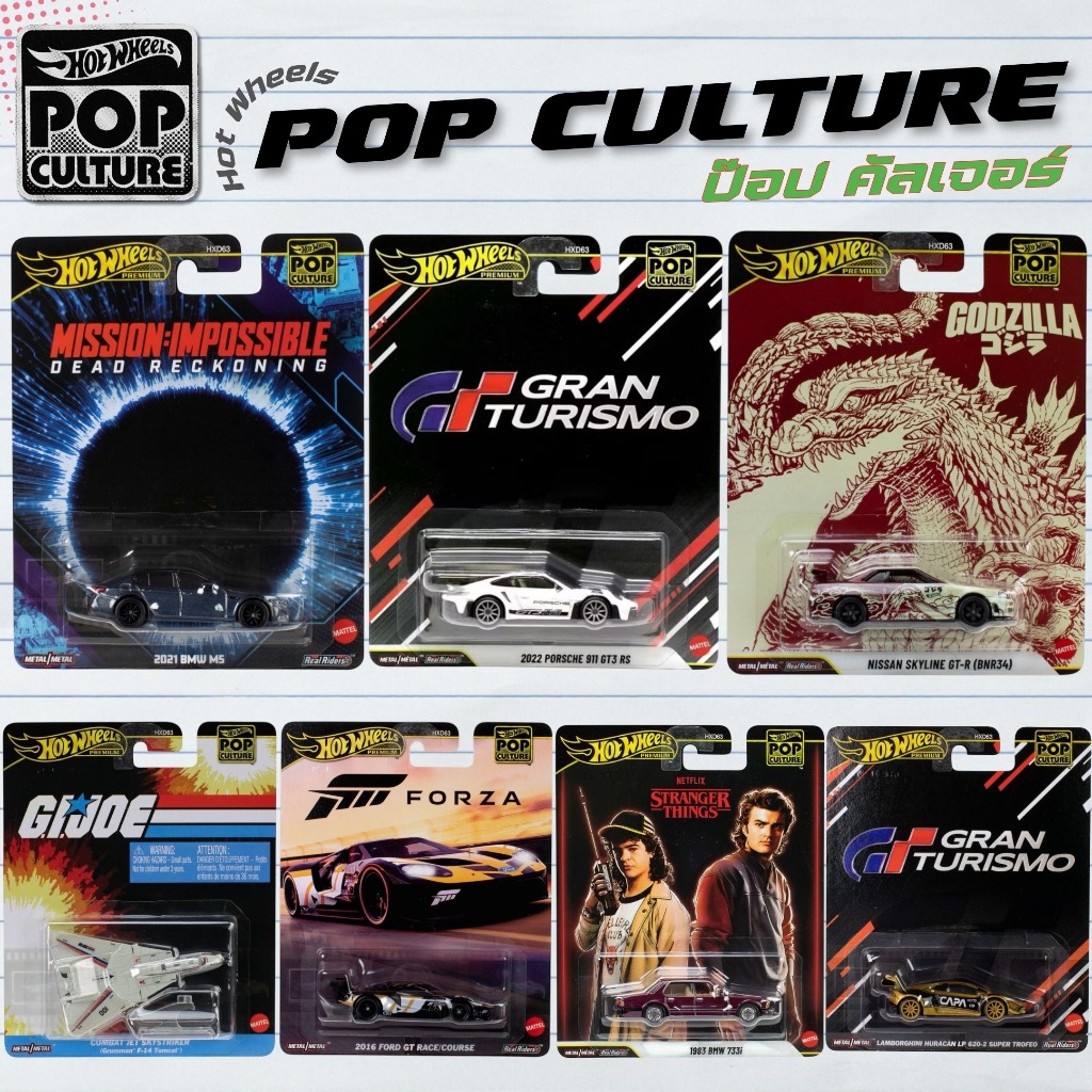 Hotwheels Premium | POP CULTURE (Gran Turismo , Barbie , Back to the Future , Marvel , Forza) ล้อยาง สเกล 1:64