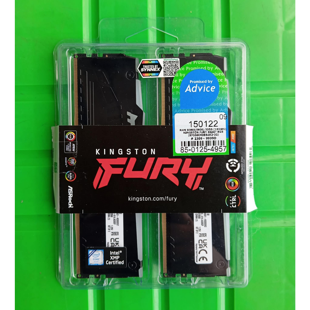 (16x2) 32GB KINGSTON FURY BEAST BLACK RGB DDR5 BUS 5600 (มือสอง) ประกัน LT