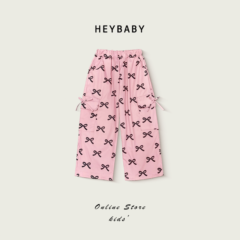 2-15 ปี กางเกงขายาวเด็กผู้หญิง กางเกงทรงตรง มีเชือก ลำลองแฟชั่น สไตล์เกาหลี ฤดูร้อน