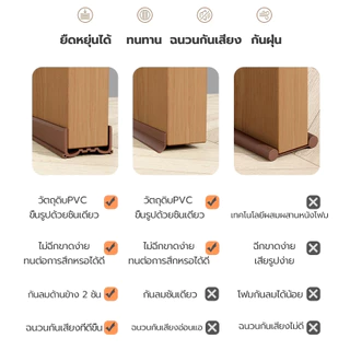 【อัพเกรดใหม่】แท้ 3M ซีลประตู คุณภาพสูง วัสดุPVC แบบสอด ที่กันฝุ่น กันแมลง มีแปรงสามแปรงอยู่ด้านล่าง ปรับซีลด้านล่างประตู