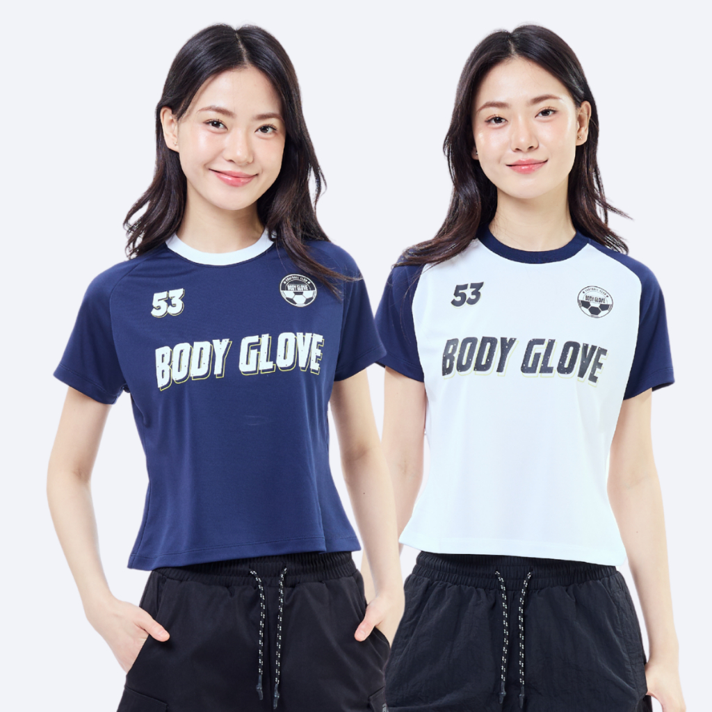 BODY GLOVE Women's SC Soccer Cropped Tees 3 เสื้อยืดครอป ผู้หญิง สีขาว-กรมท่า
