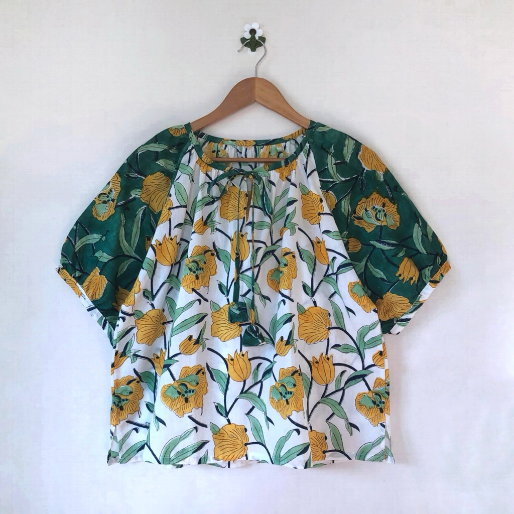 เสื้อผ้าฝ้ายอินเดียทูโทน คอกลมผูกโบ รูปที่ 5