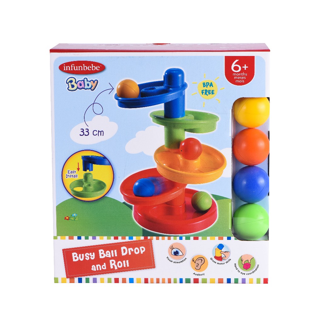 Wel-B x Infunbebe Busy Ball Drop and Roll (ของเล่นลูกบอลกลิ้ง) - ของเล่นเด็ก รางบอลวน ทาวเวอร์ของเล่น บอลหลากสี
