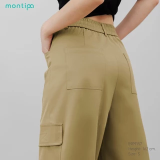 Montipa กางเกงทรงคาร์โก้ ซิปหน้า เอวยางยืดหลัง ผ้า Iron Free 59PFI57